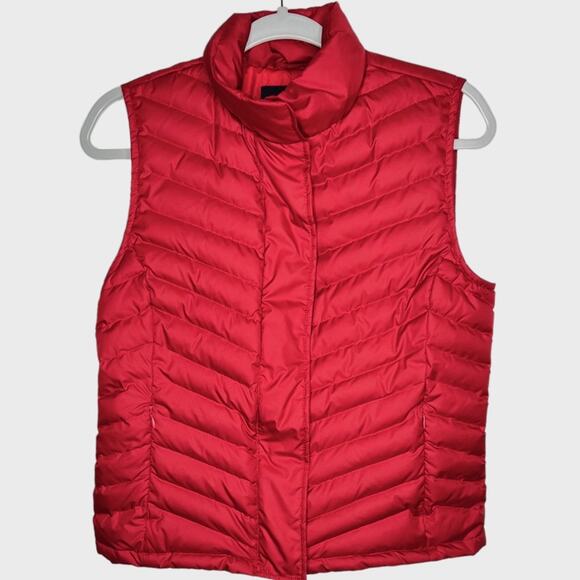 Talbots Jackets & Blazers - Talbots Petites Quilted Chevron Down Puffer Vest Women's MP Zip Snaps Pockets